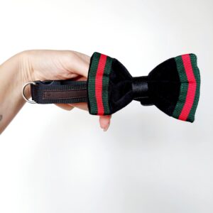 Obroża Gufo zielono-czerwona kokardka