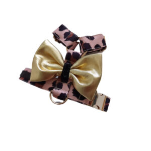 Szelki guard panterka beżowa Leo złota kokardka