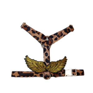 Szelki guard haftowane skrzydła beżowa panterka Leo