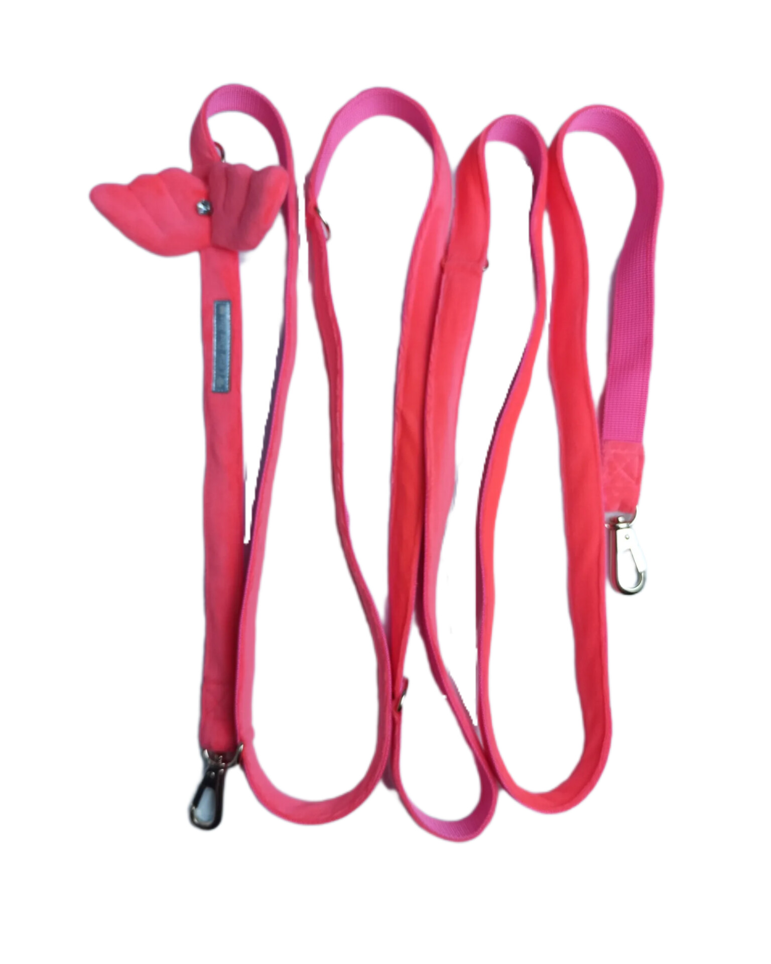 Smycz neon różowo-pomarańczowy aksamit ze skrzydłami - obrazek 2