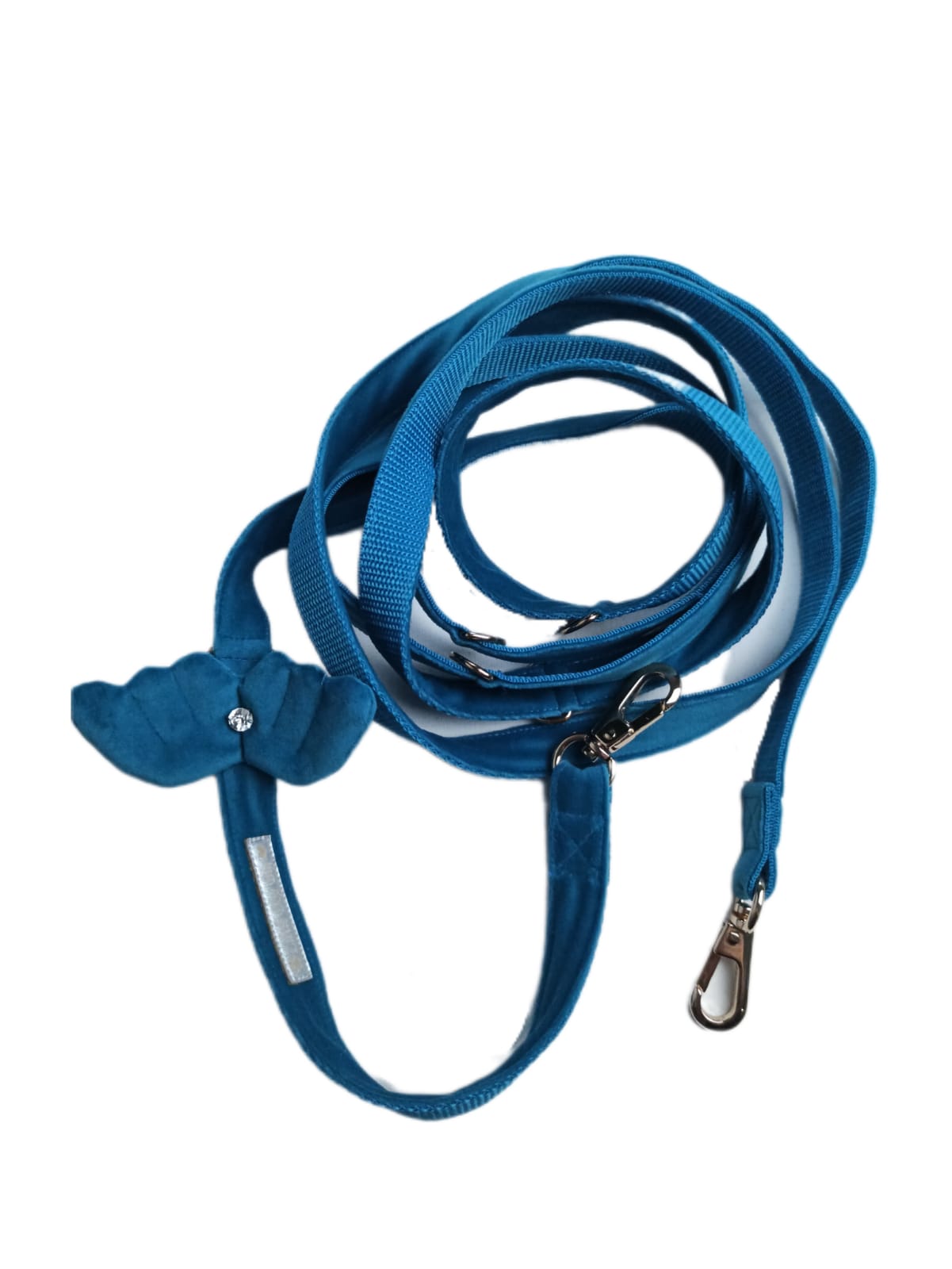 Smycz turkus aksamit ze skrzydłami - obrazek 2