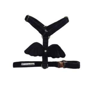 Szelki guard czarne aksamit ze skrzydłami