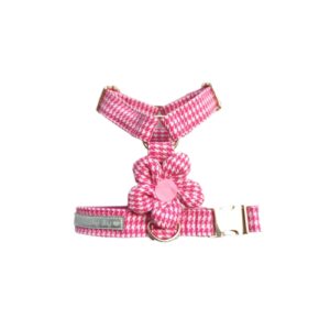 Szelki guard różowa pepitka z kwiatkiem