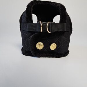 szelki czarne , szelki z futrem